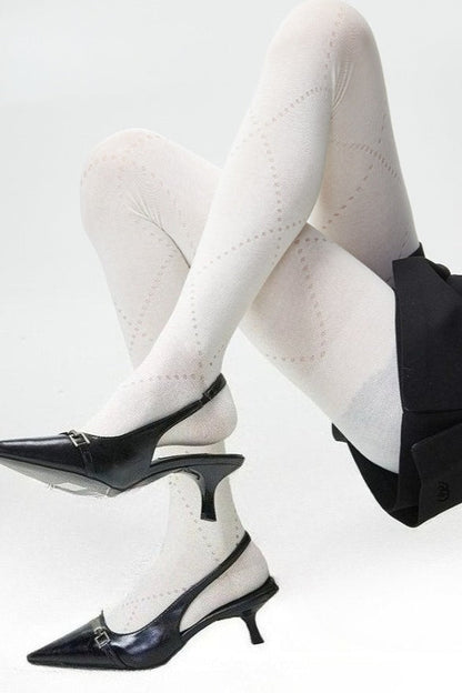 Openwork Sheer Black Diamond Pattern Tights