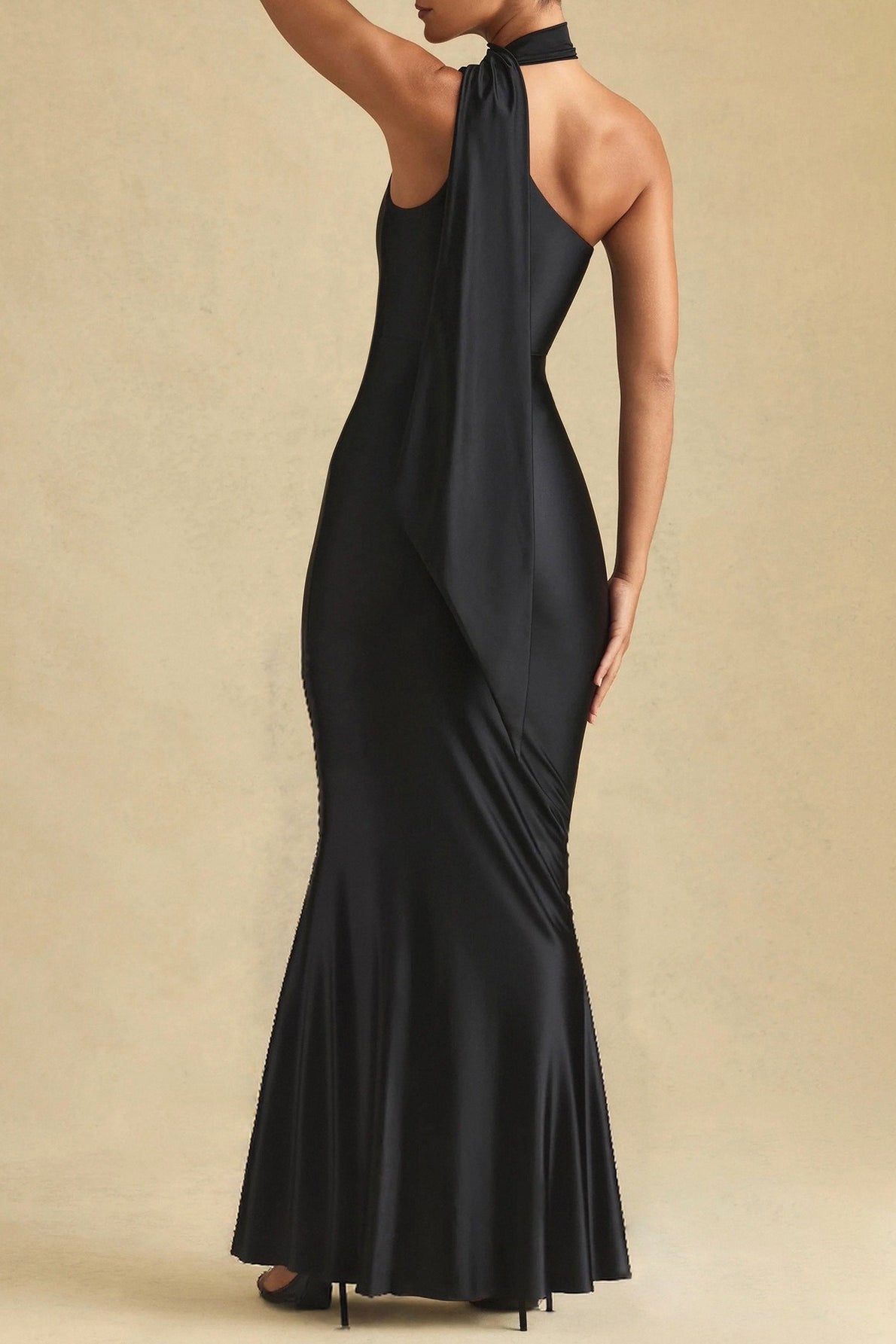 Halter Mermaid Satin Gown Silk Dress