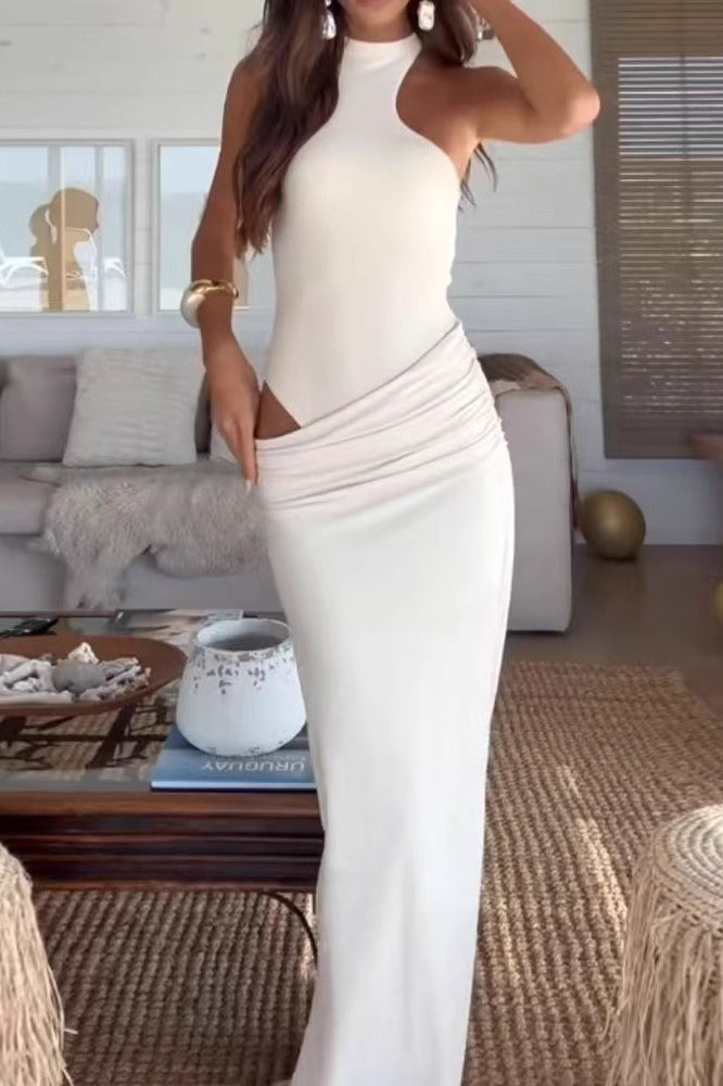 Sleeveless Solid Backless Bodycon Dress