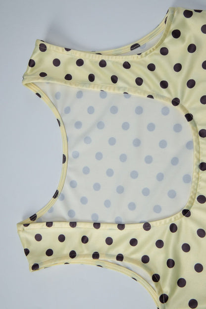 Polka Dot Sleeveless Fitted Capri Pants Set