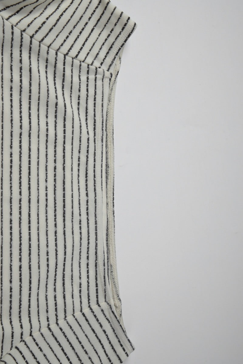 Striped Off Shoulder Fitted Long Sleeve Tee