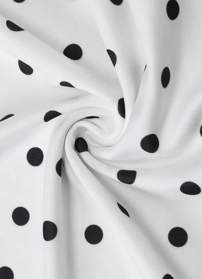 Polka Dot One Shoulder Tie Strap Ruched Bodycon Mini Dress