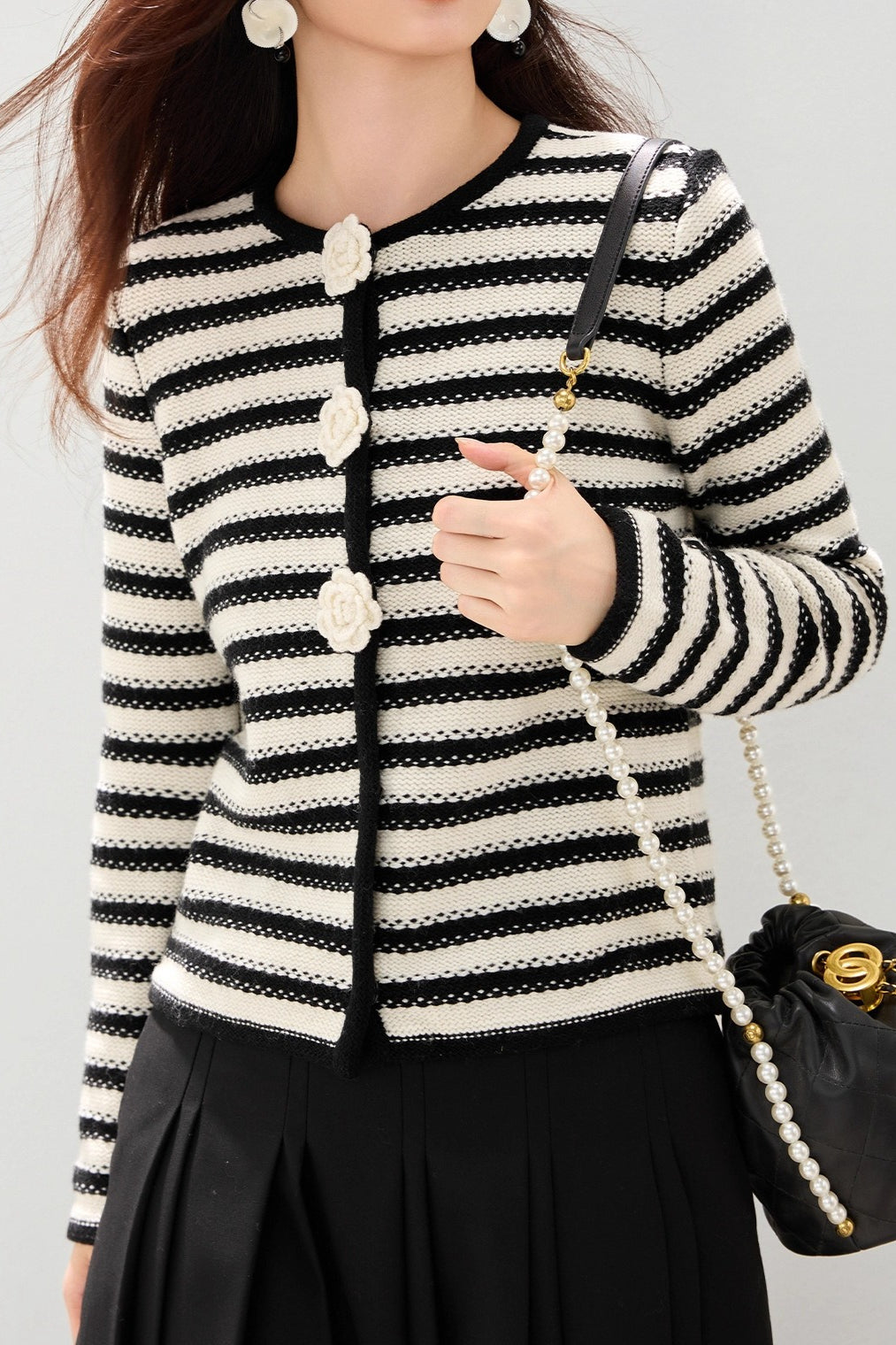 Floral Stripe Cropped Cardigan
