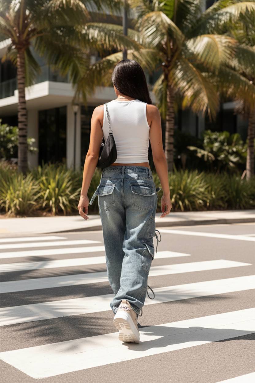 Azure Medieval Roomy Y2K Cargo Pant