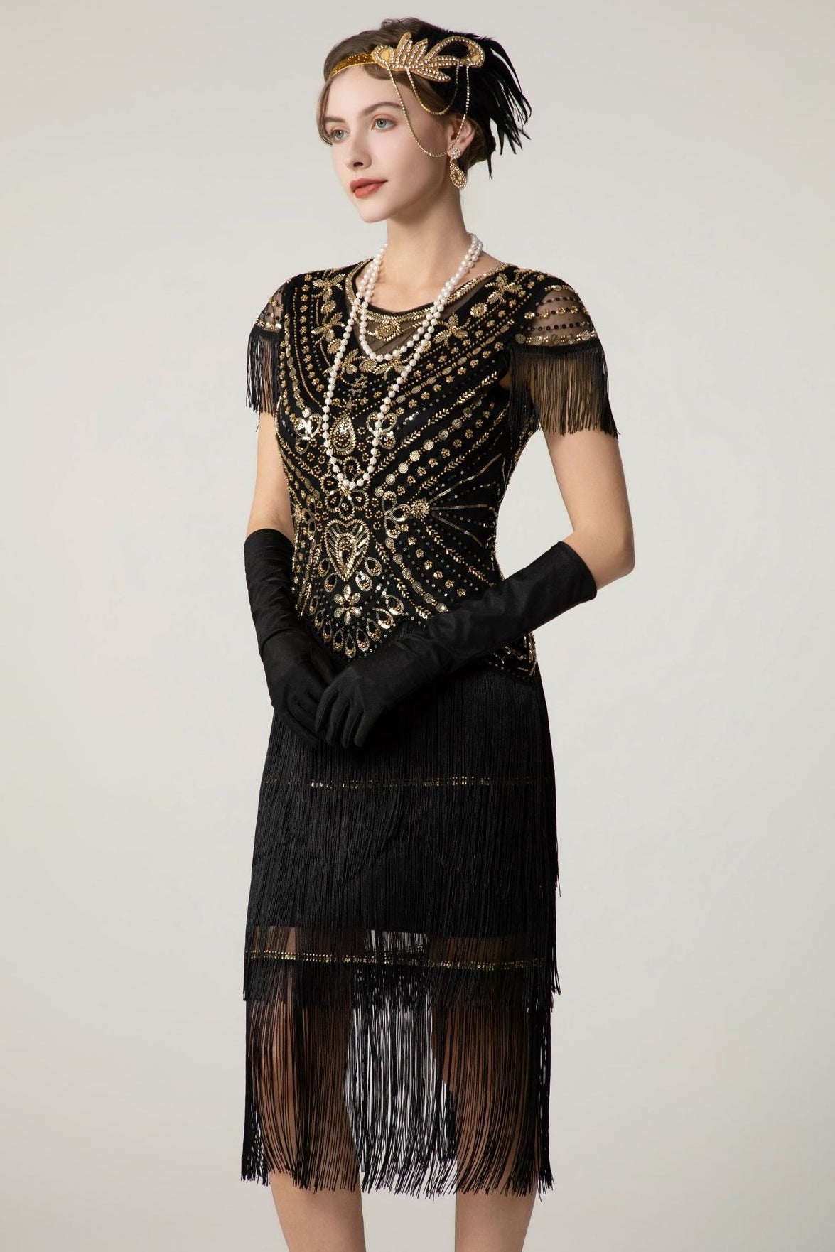Sequin Short Sleeve Fringe Boho Dress