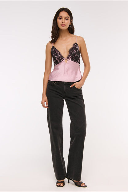 Contrast Lace Backless Cami Top