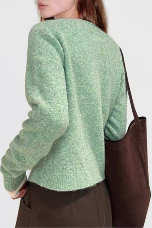 Wool Blend Bright Color Cardigan
