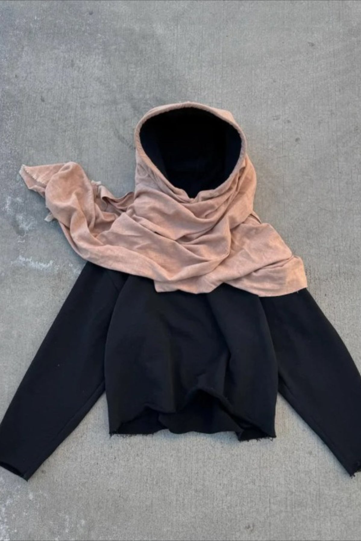 Scarf Hood Cutout Pullover Hoodie