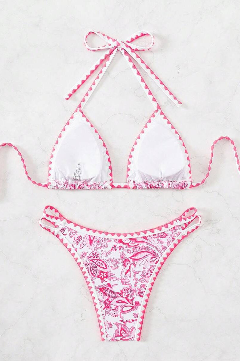 Halter Tie Back Paisley Print Bikini Set