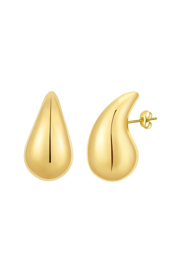 Gold Teardrop-Shaped Earrings