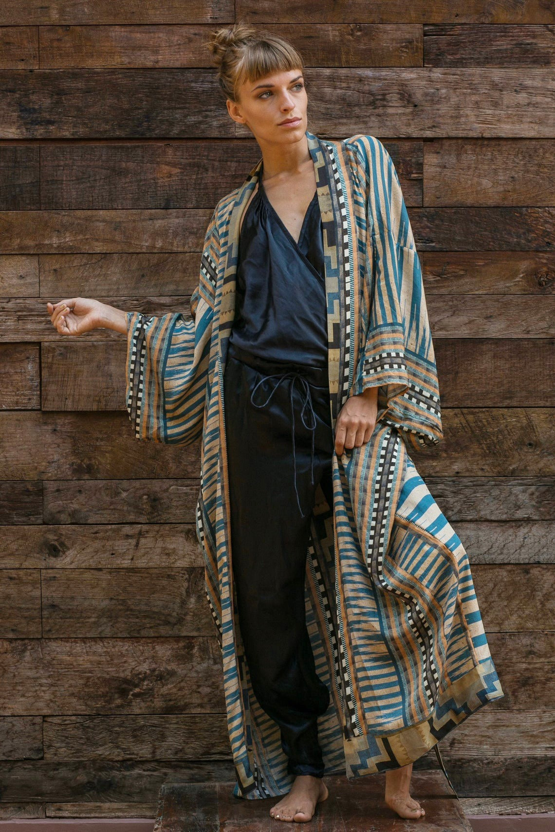 Geometric Print Loose Fit Beachwear Cover Up