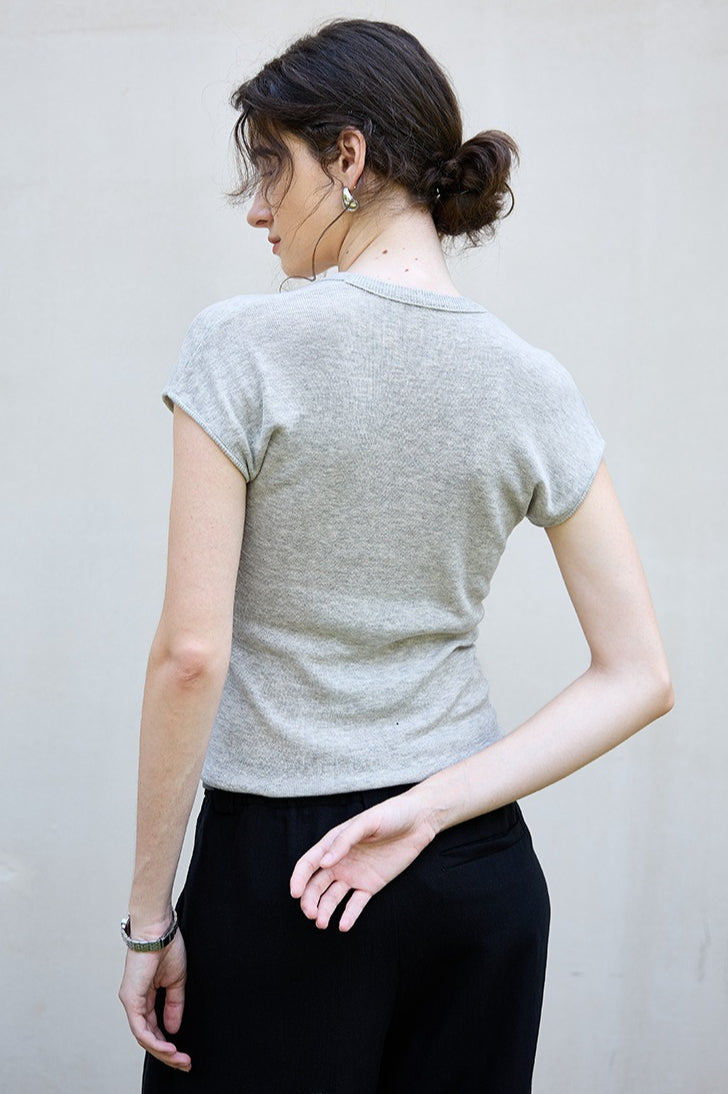Textured Lyocell Linen Knit Top