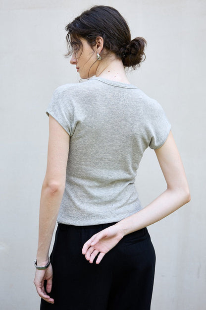 Textured Lyocell Linen Knit Top