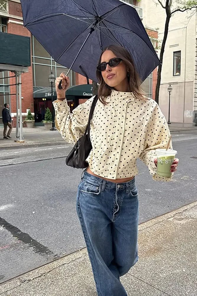 Contrast Polka Dot Casual Jacket