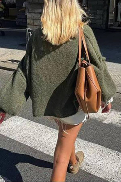 Lantern sleeve turtleneck loose sweater