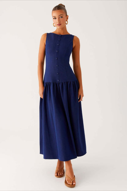 Sleeveless Button Up Denim Dress