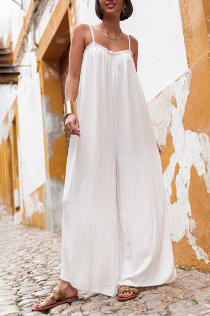 Vacation Casual Suspender Loose Wide Leg Jumpsuit