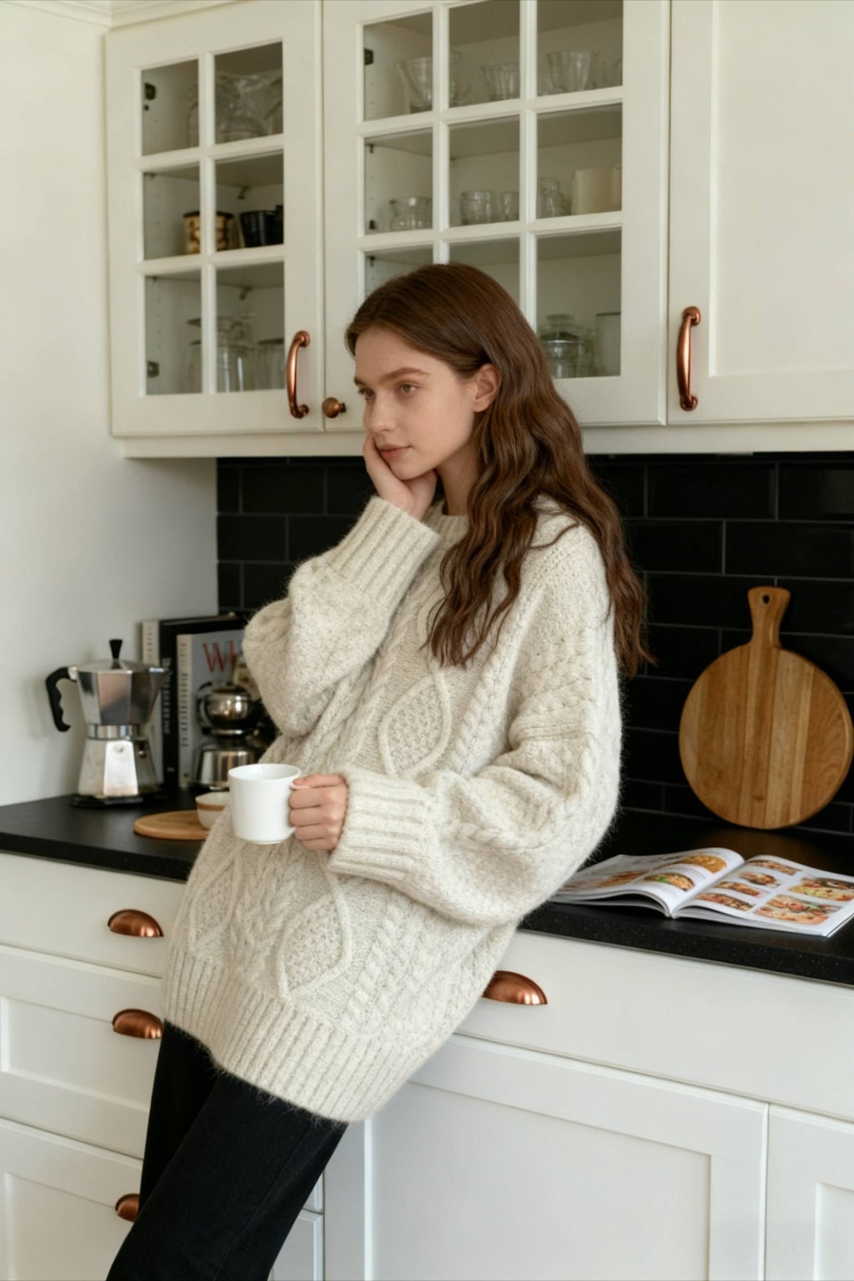 Cable Knit Graceful Cropped Sweater