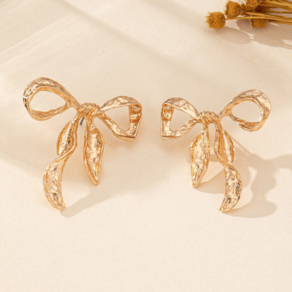 Liquid Irregular Ruched Bow Earrings