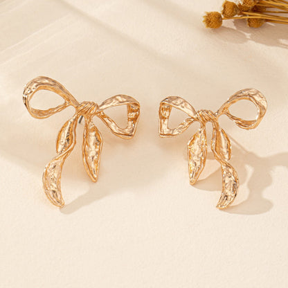 Liquid Irregular Ruched Bow Earrings