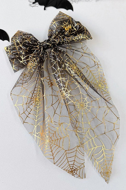 Large Halloween Mesh Bow Hair Clip