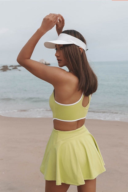 Athletic One Piece Mock Shorts Activewear Set
