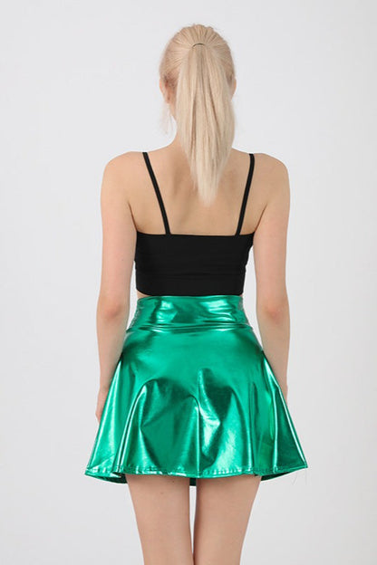High Waist Solid Color Glossy Performance Skirt