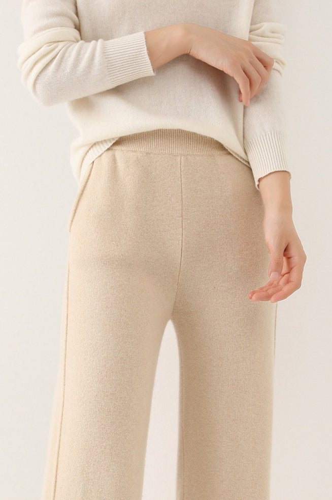 Wool Soft Straight Split Knit Pants