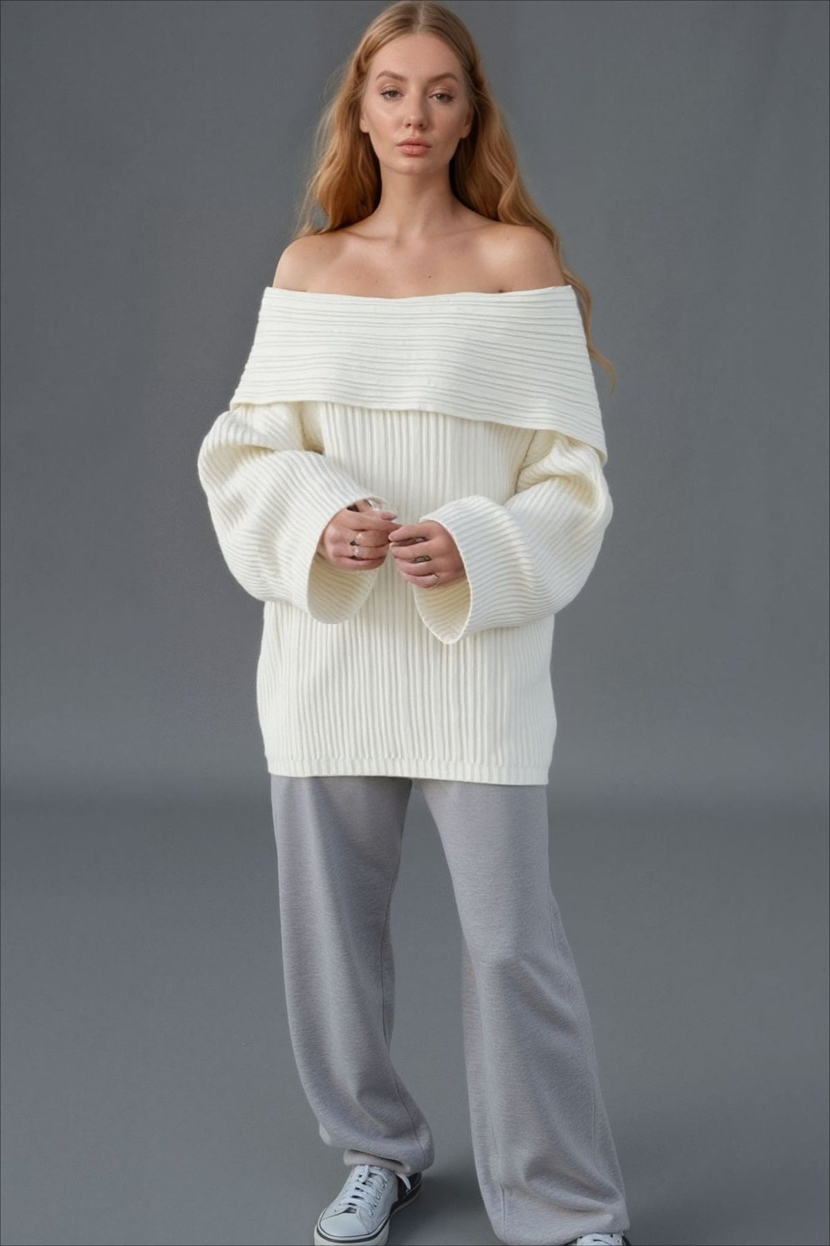 Off Shoulder Knit Sweater