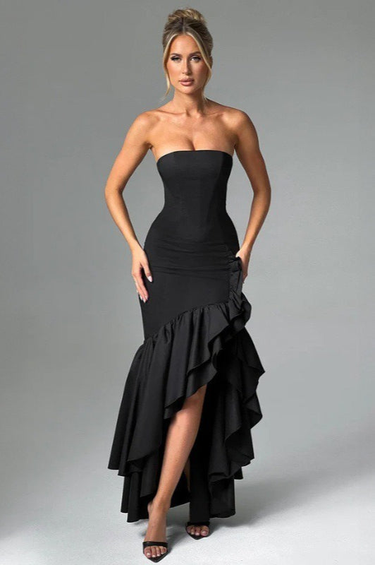 Chic Off Shoulder Strapless Asymmetric Formal Dress