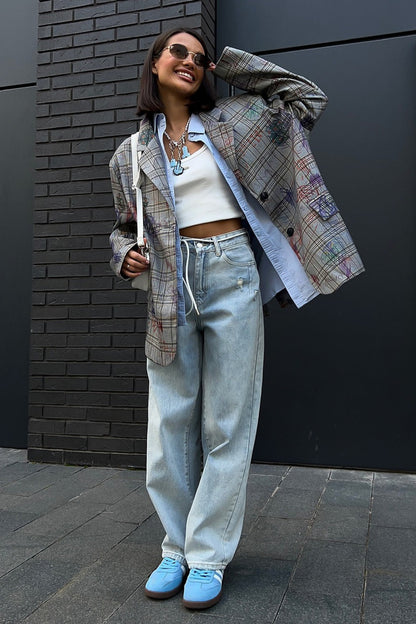 Street Art Printed Relaxed Fit Blazer