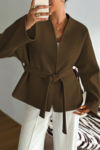 Vacation Tie Front Long Sleeve Coat