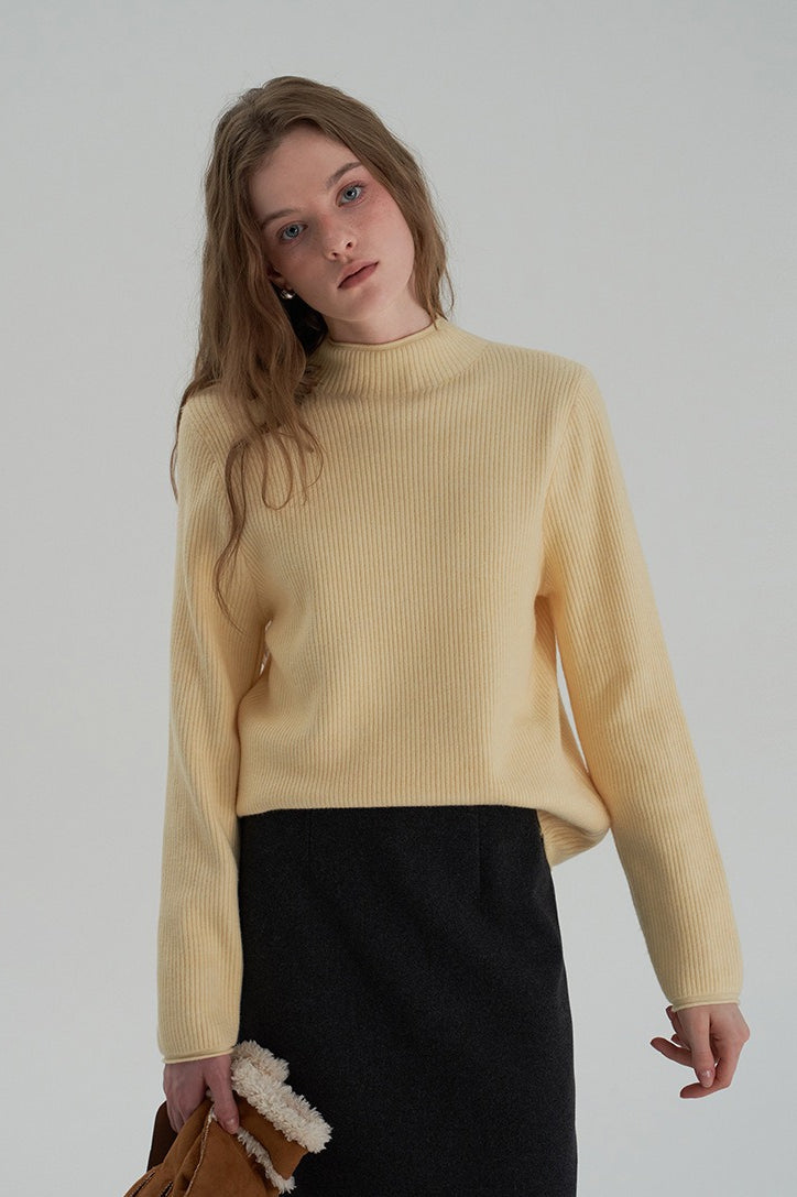 Mock Neck Fleece Lined Knit Top