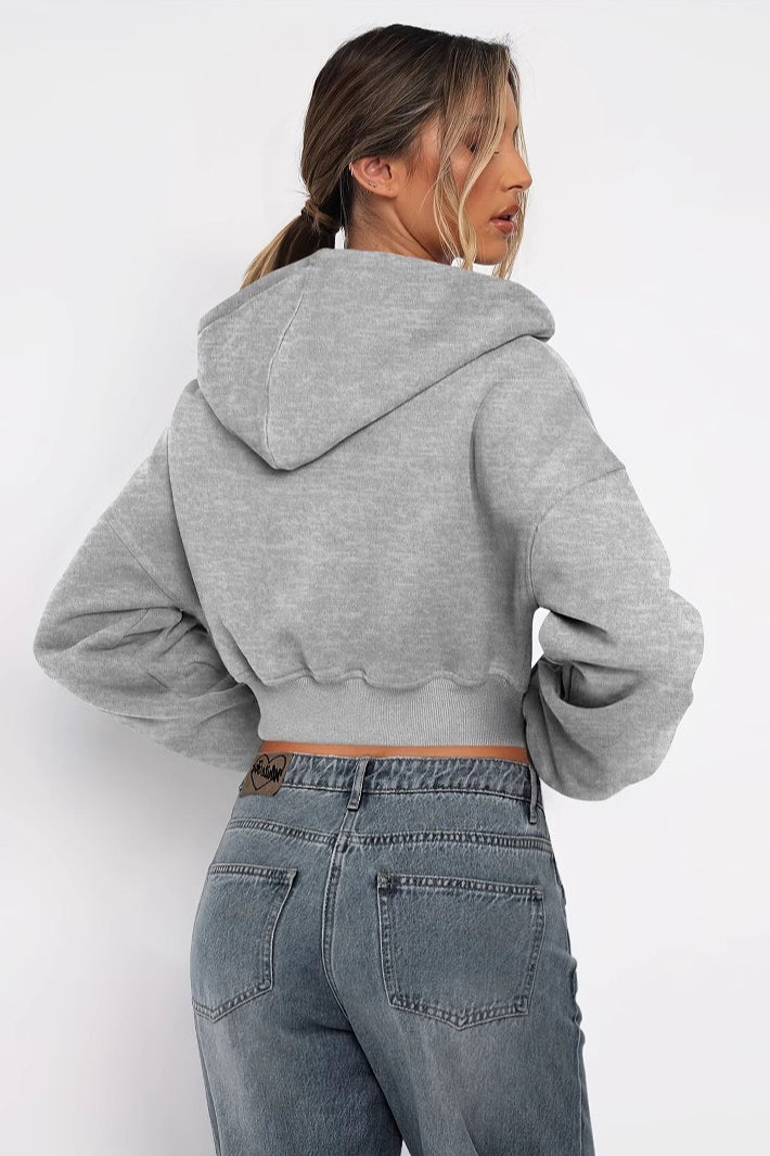 Casual Hooded Zip Up Short Coat