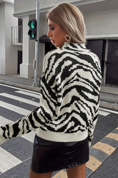 Zebra Print Loose Knit Sweater