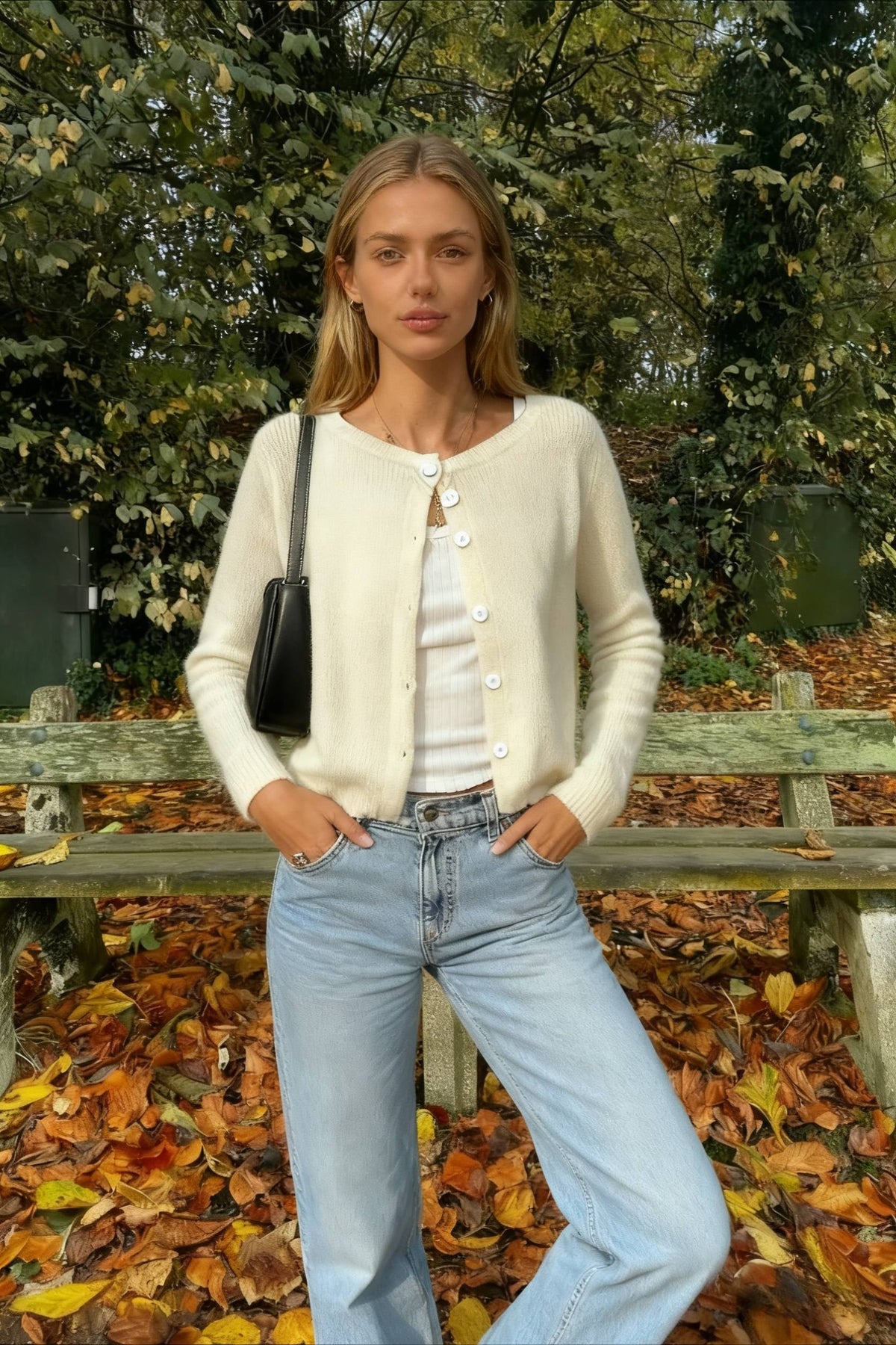 Retro Round Neck Long Sleeve Knit Cardigan