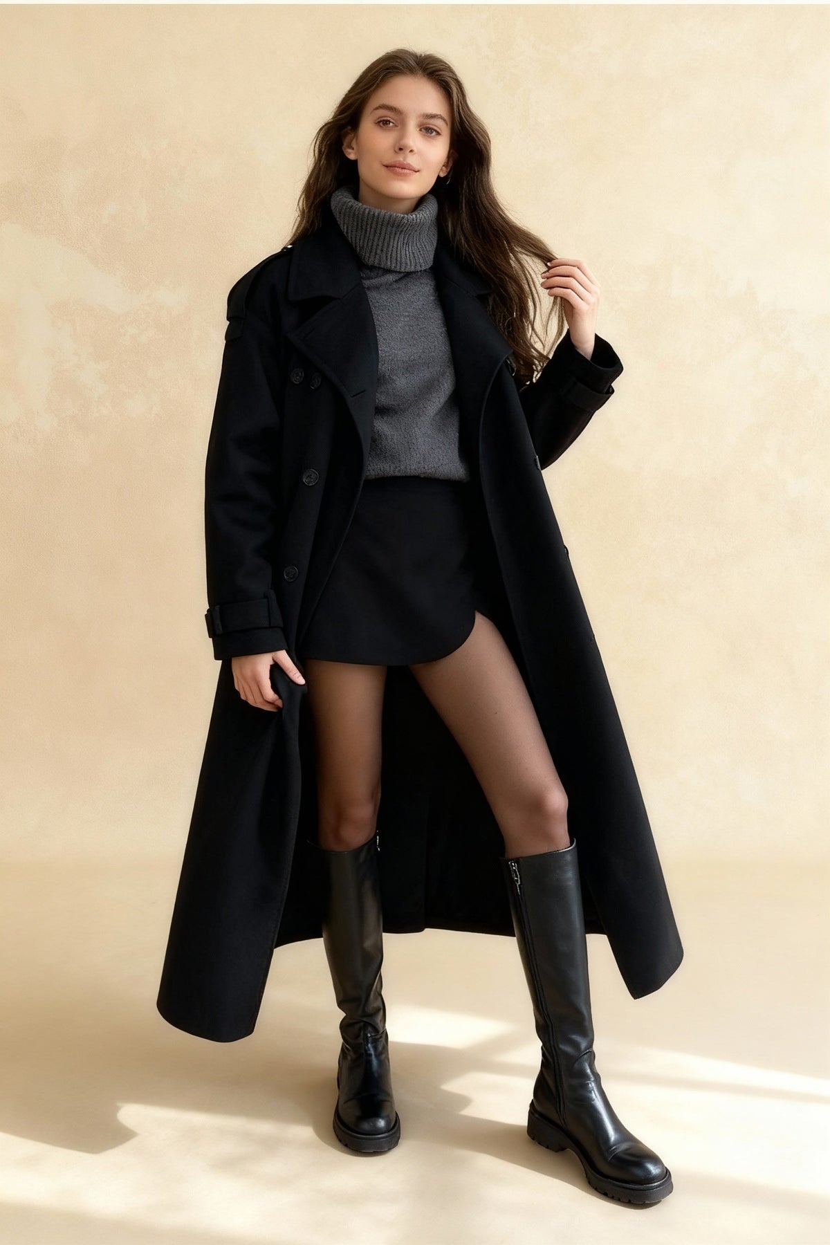 Thicken Double Button Lapel Coat