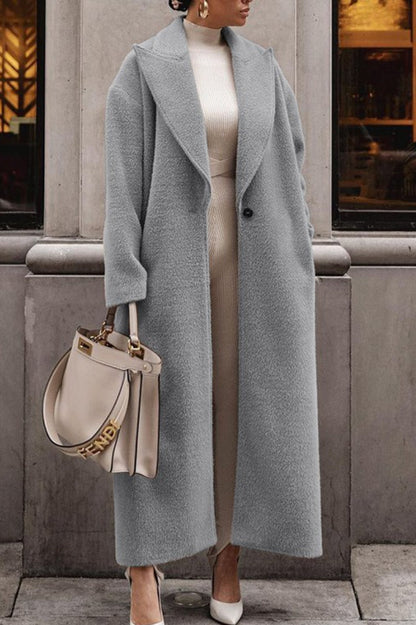 Fleece Lapel Long Sleeve Cozy Overcoat