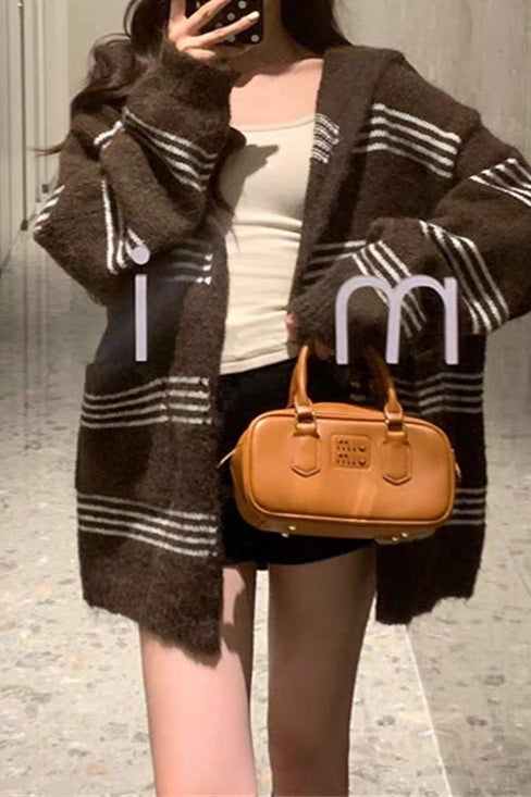 Colorblock Striped Hooded Sweater