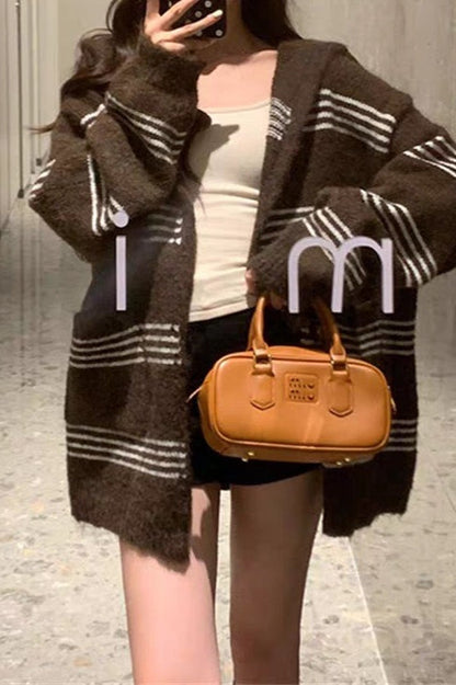 Colorblock Striped Hooded Sweater