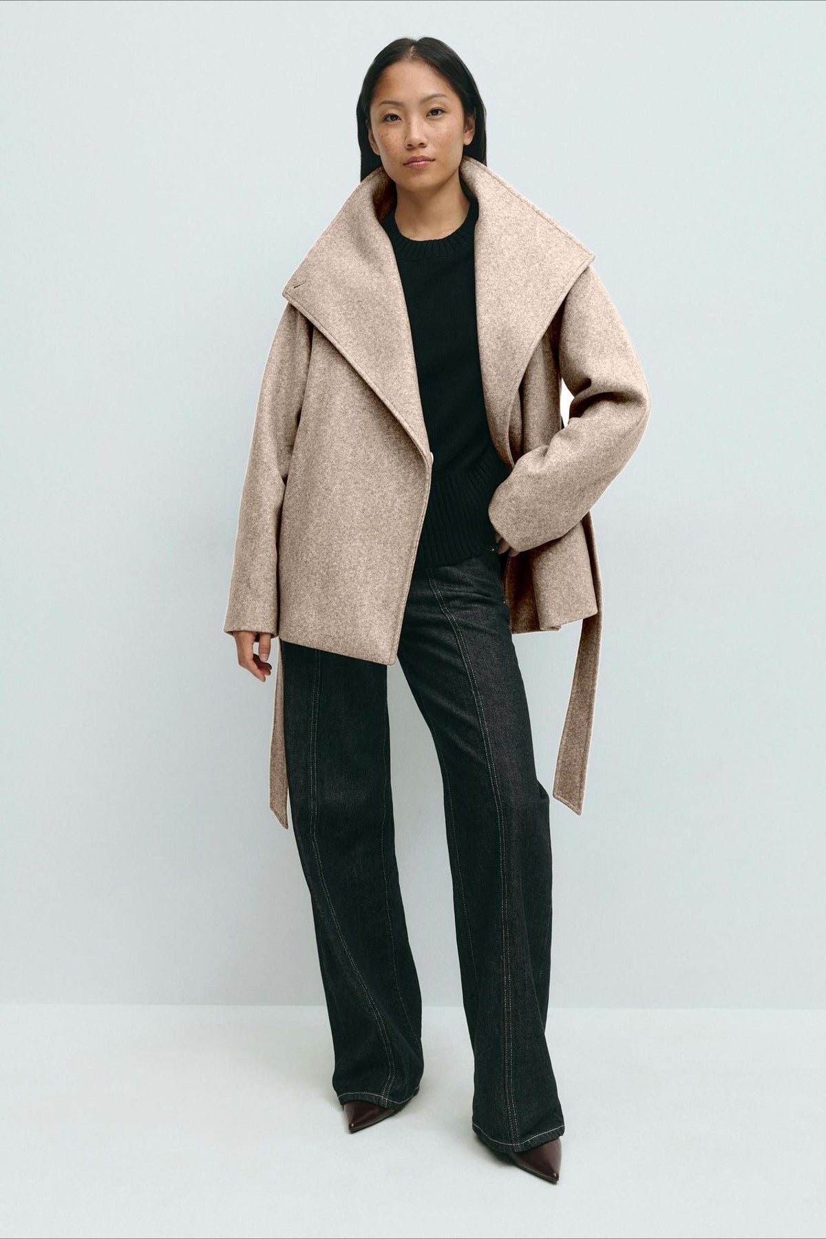 Structured Double Faced Wool Midi Coat