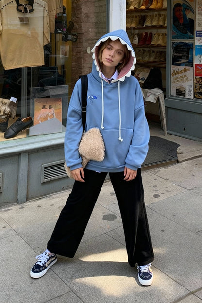 Funny Shark Patchwork Hoodie