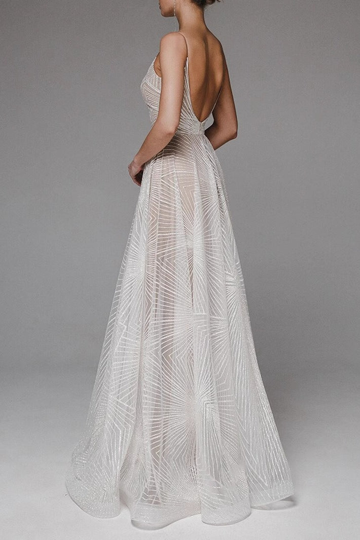 Retro Maxi Embroidered Slip Wedding Dress