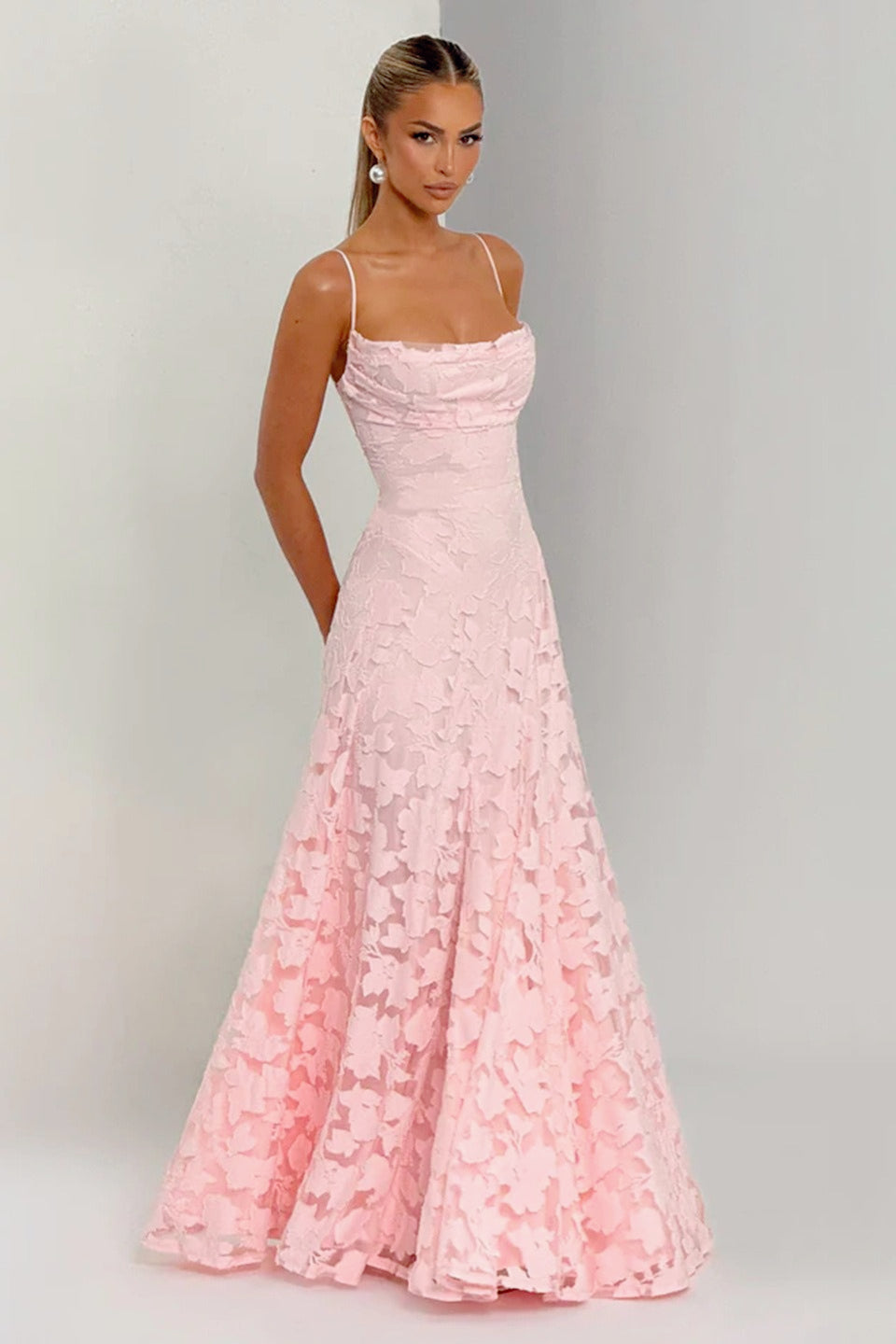 Tie Back Jacquard Lace Birthday Dress