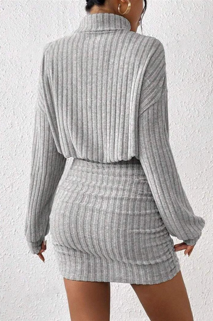 Knit Turtleneck Long Sleeve Bodycon Sweater Dress