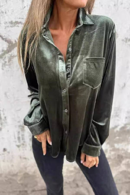Chest Pocket Velvet Shirt
