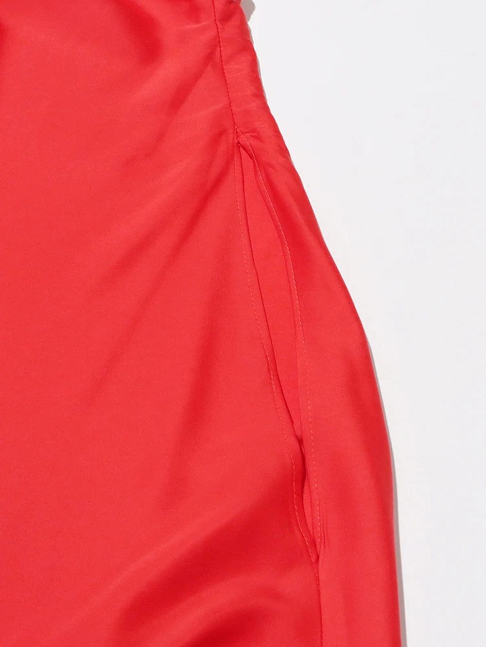 Red One Shoulder Cape Sleeve Satin Draped Kaftan Maxi Dress