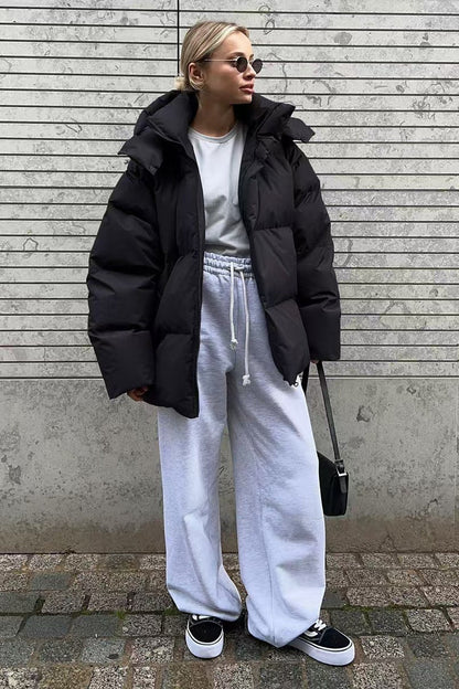 Heavy Duty Zipped Hooded Puffer Jacket