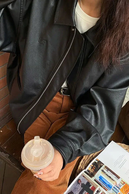 PU Leather Oversized Biker Jacket