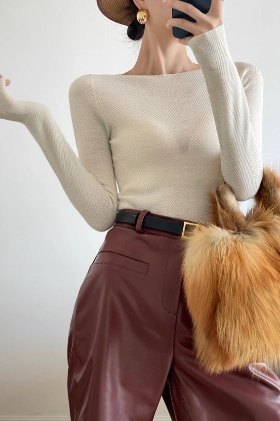 Seamless Ripple Stitch Knit Top